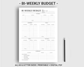 Biweekly budget template Paycheck budget planner digital printable Financial planner