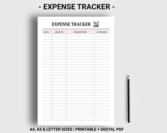 Expense tracker printable digital Spending tracker Budget template