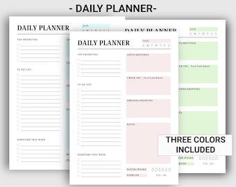 Daily planner printable digital, Daily schedule, To do list, Productivity planner