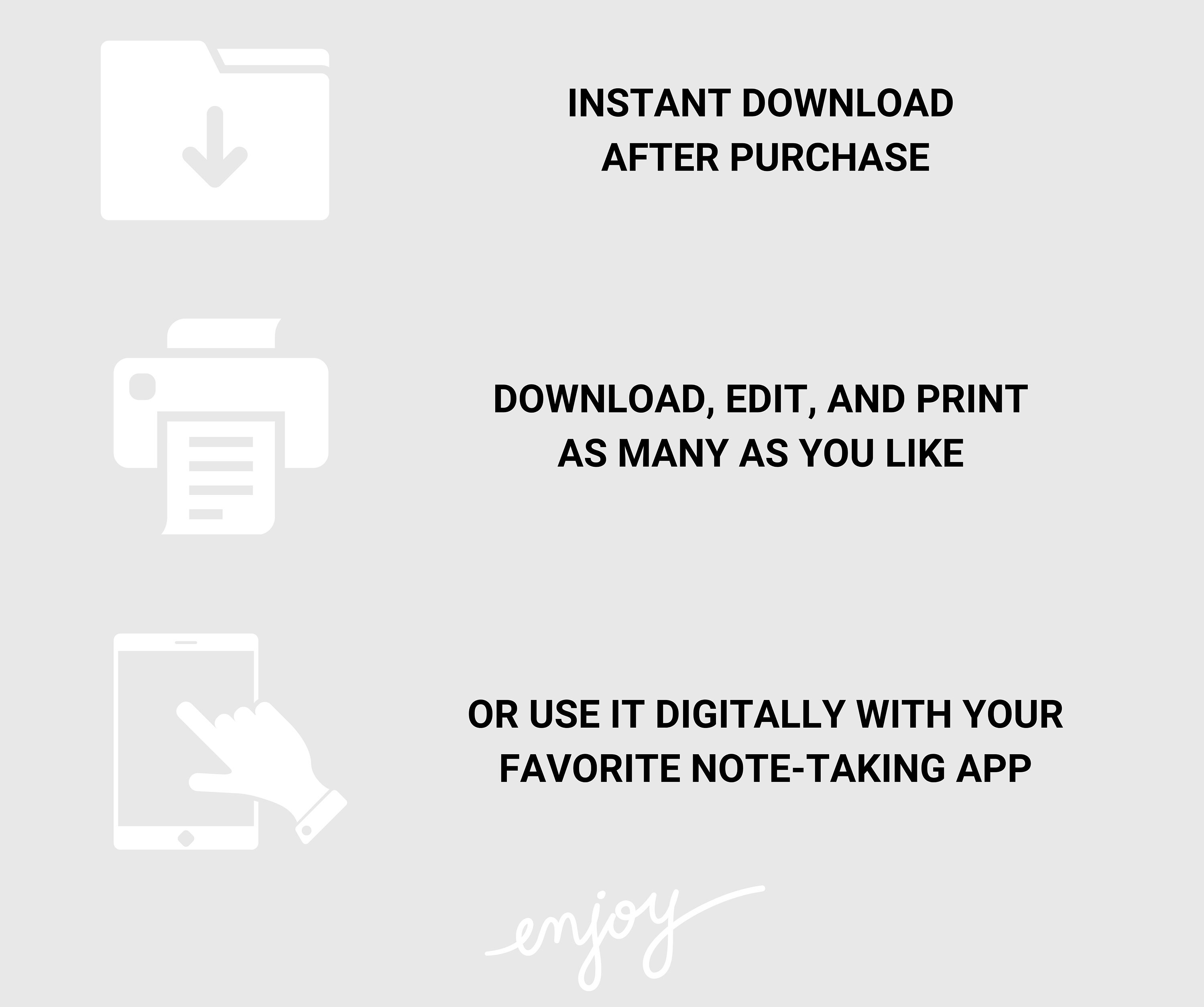 Weekly Meal Planner and Grocery List Printable Digital, Editable Food ...