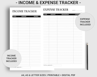 Income and expense tracker printable digital, Income tracker, Spending tracker, Budget template