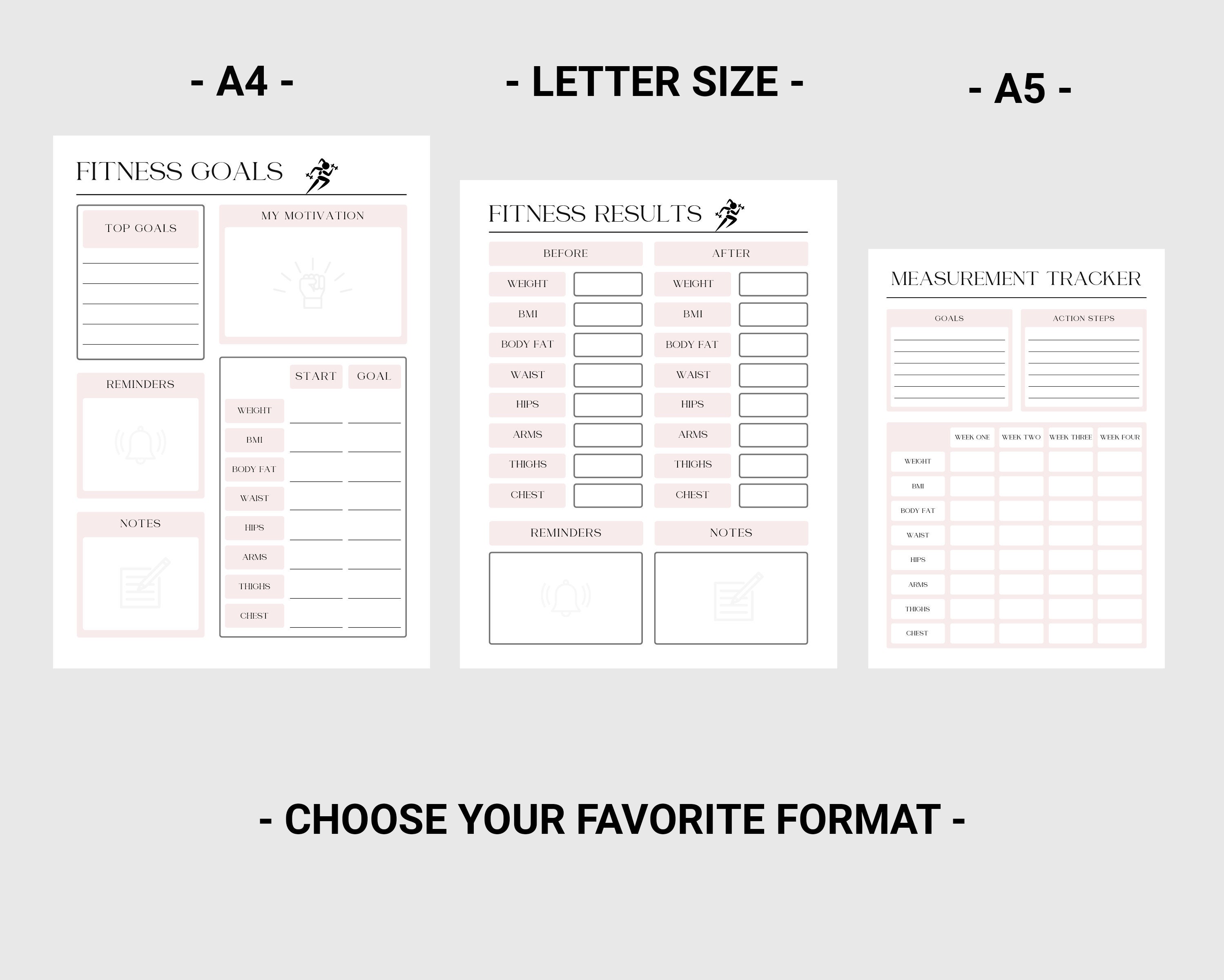 Fitness Planner Printable Digital, Fitness Journal, Weight Loss Journal ...