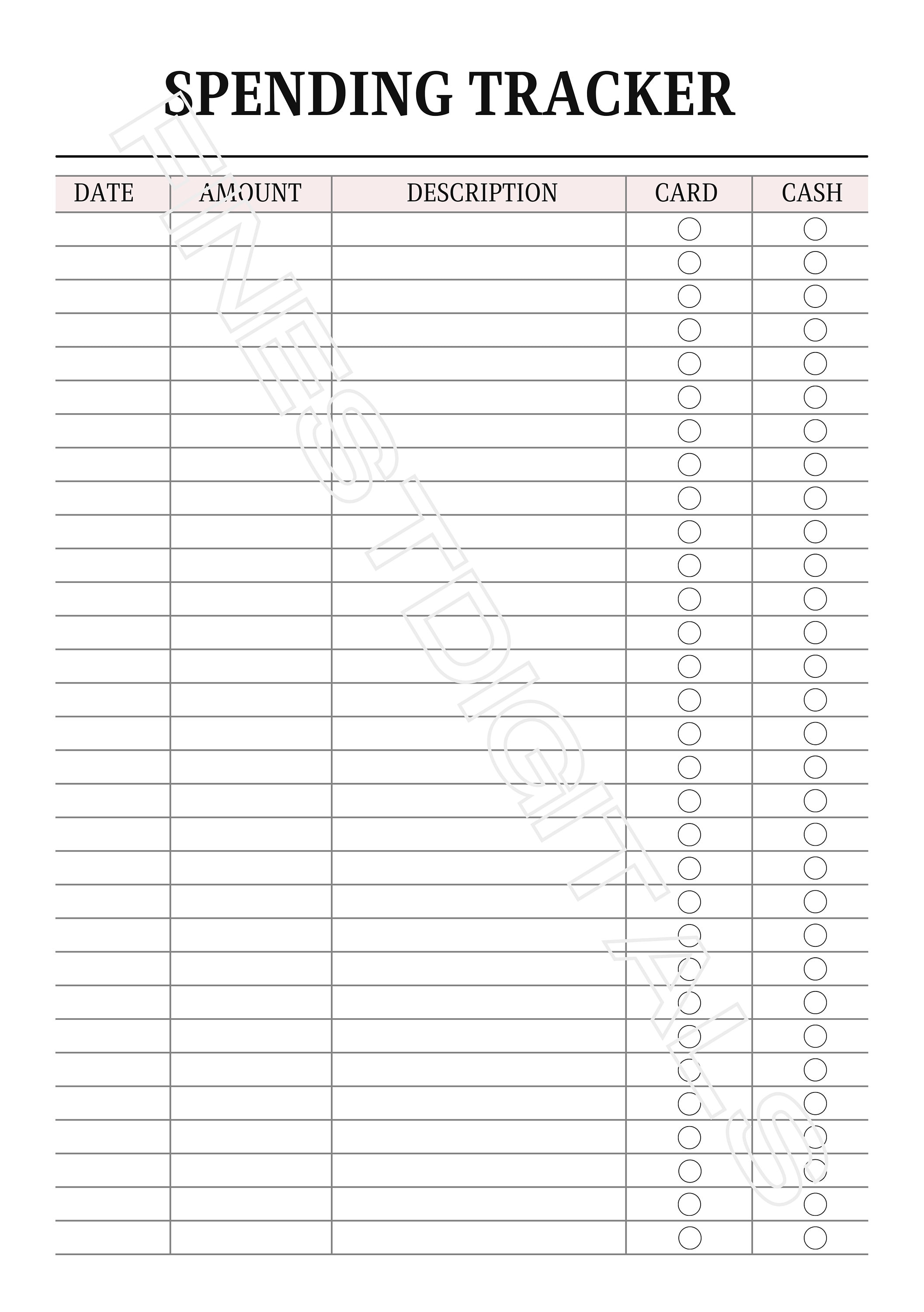 Spending Tracker Printable Digital Spending Log Expense Tracker ...