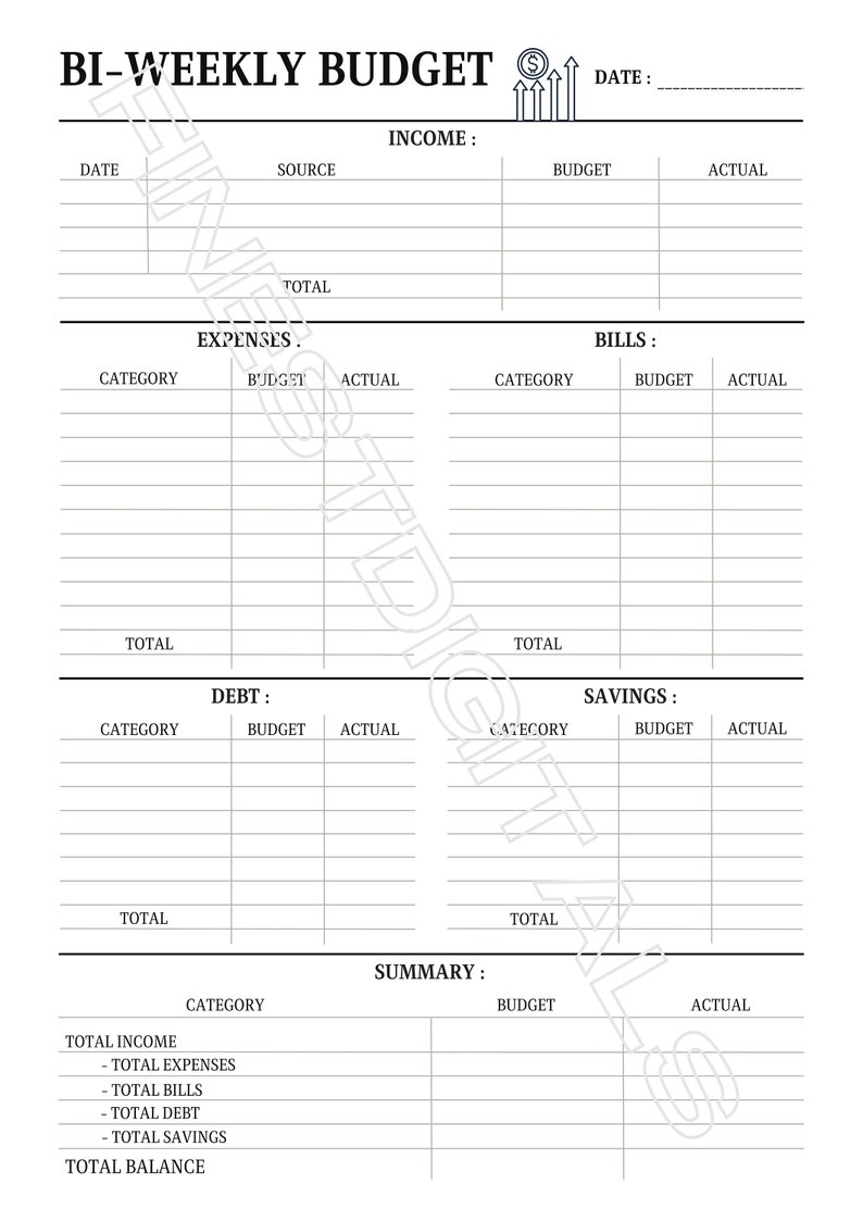 Biweekly Budget Template Paycheck Budget Planner Digital Etsy Biweekly Budget Template Paycheck Budget Planner Digital Etsy