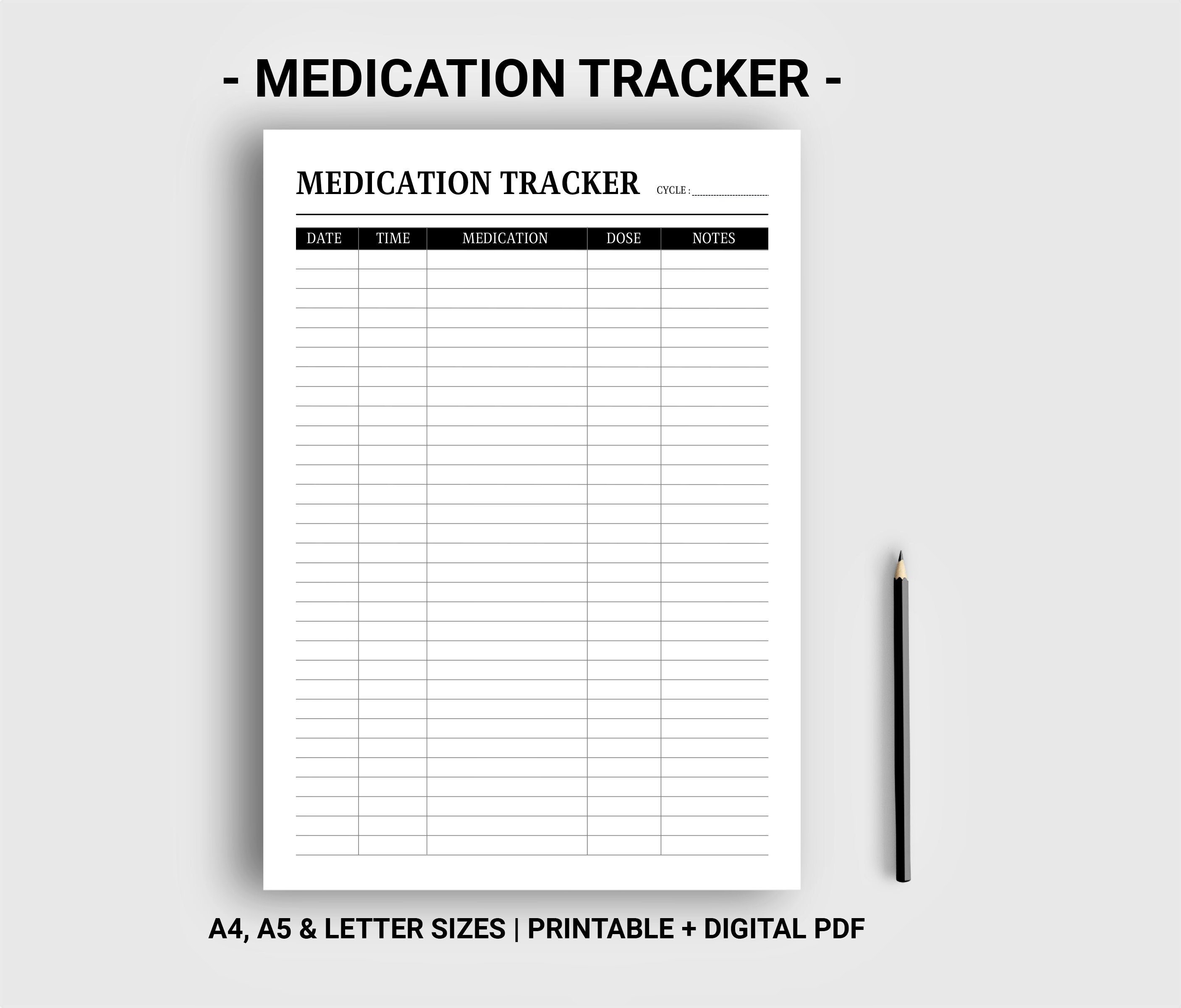 Medication Tracker Printable Digital Monthly Medication Template