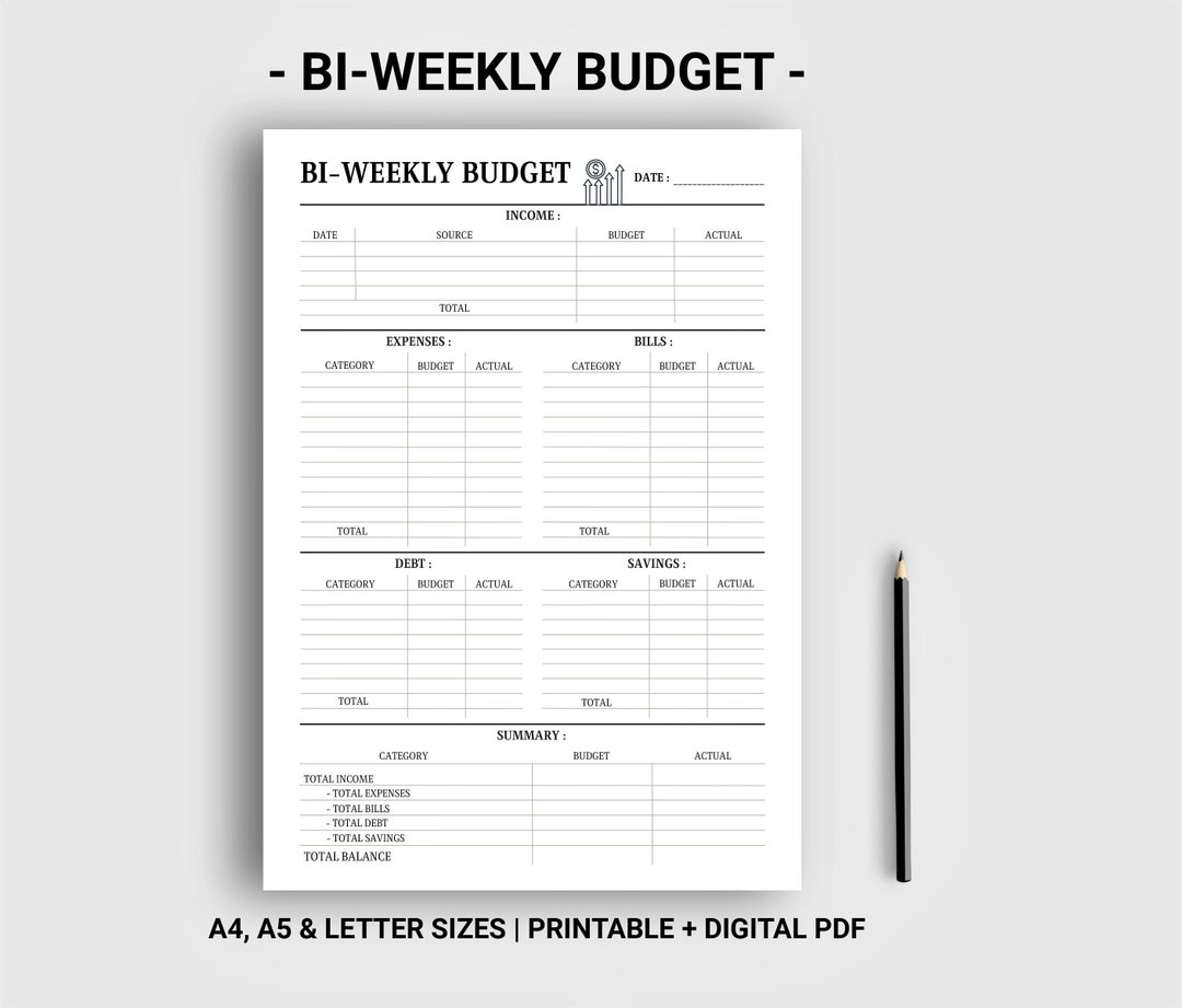 Biweekly Budget Template Paycheck Budget Planner Digital Printable ...