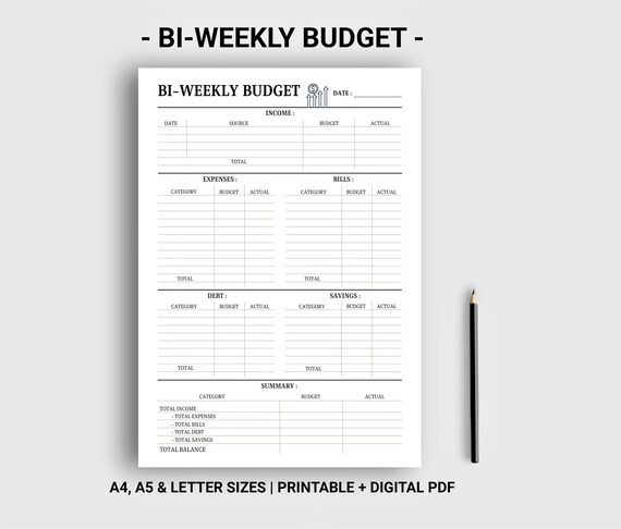 Biweekly budget template Paycheck budget planner digital printable Financial planner