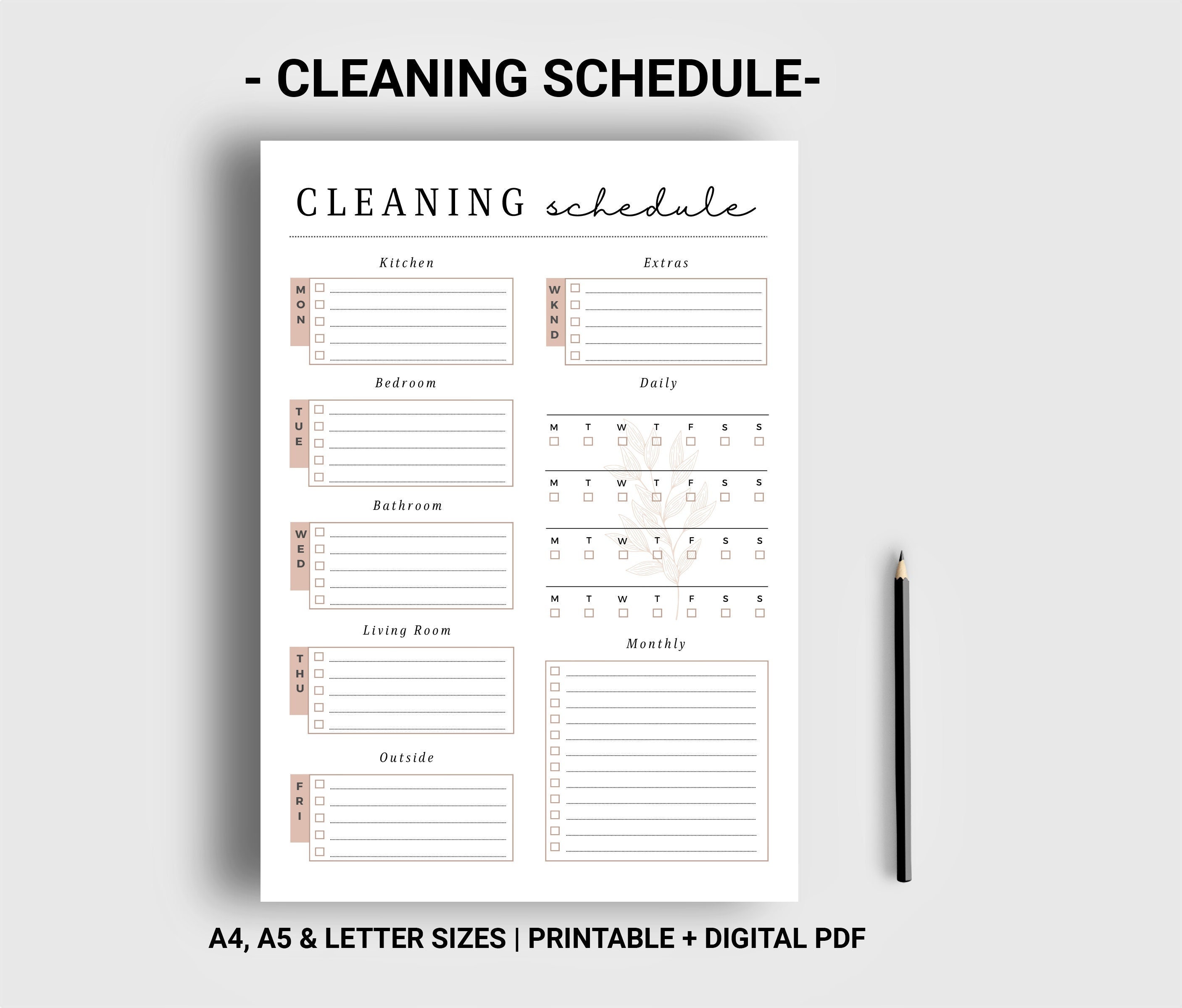 Editable Cleaning Schedule Printable Cleaning Checklist - Etsy Australia