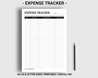 Expense tracker printable digital Spending tracker Expense report Expenses template Instant download