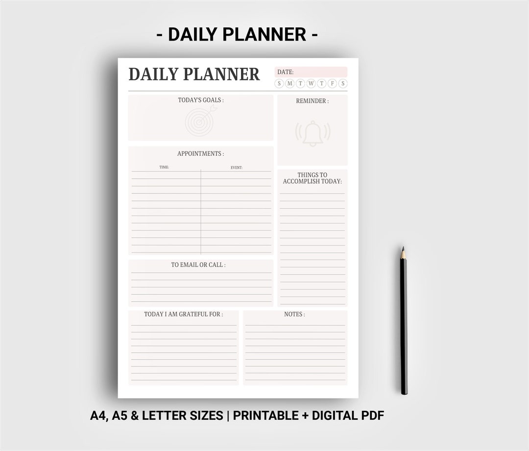 Daily Planner Daily to Do List Daily Checklist Printable Digital ...