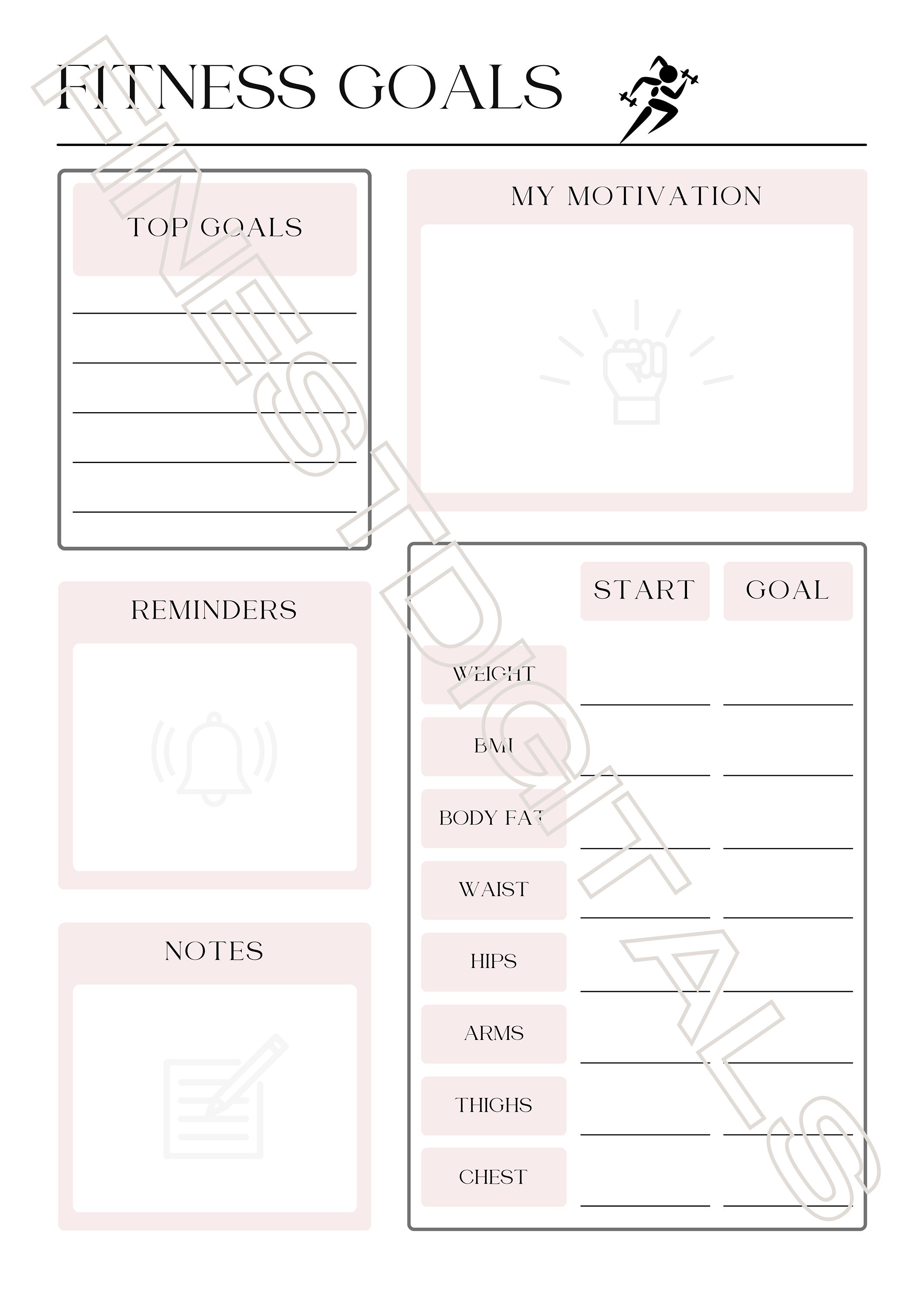 Fitness Planner Printable Digital, Fitness Journal, Weight Loss Journal ...