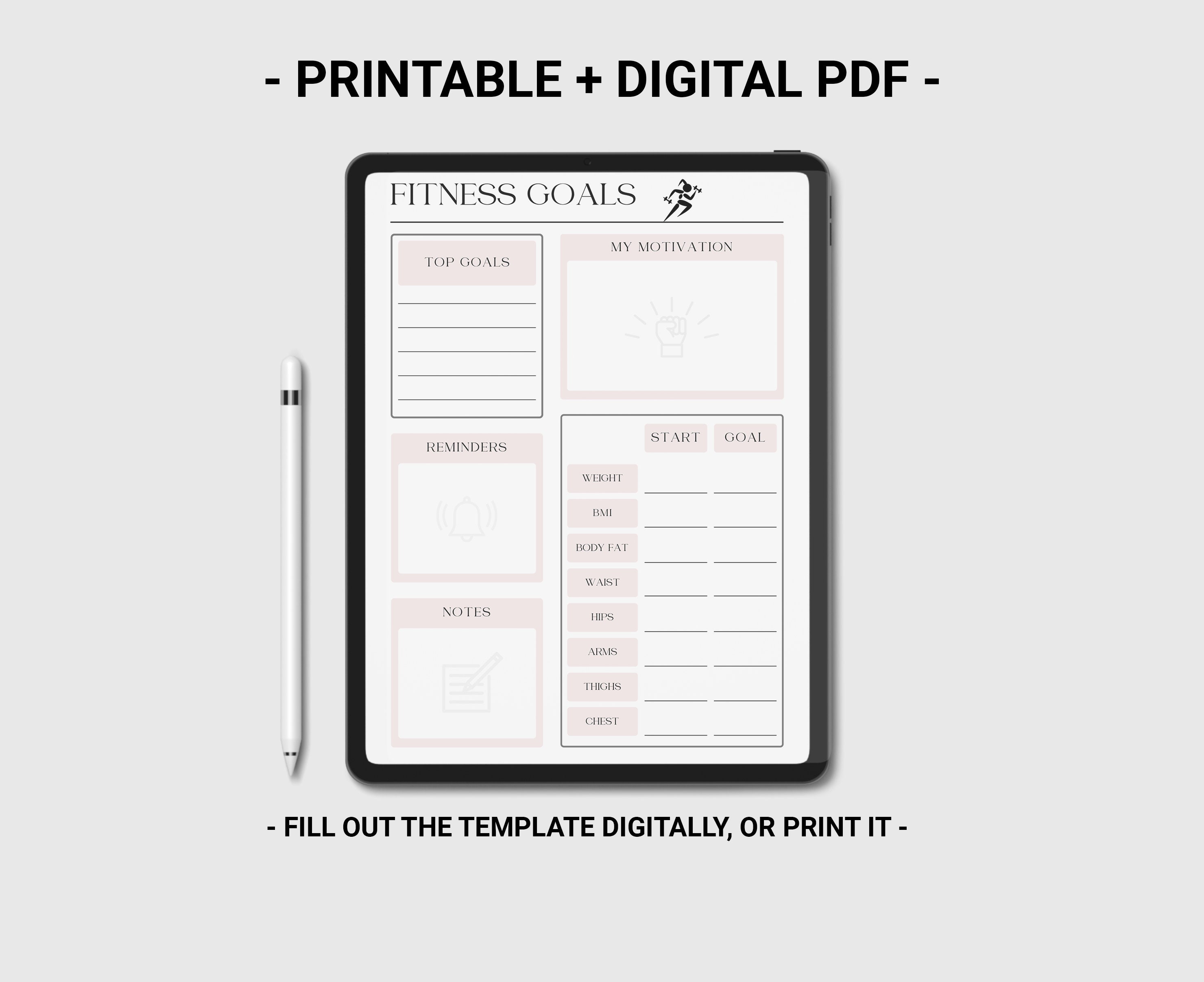Fitness Planner Printable Digital, Fitness Journal, Weight Loss Journal ...