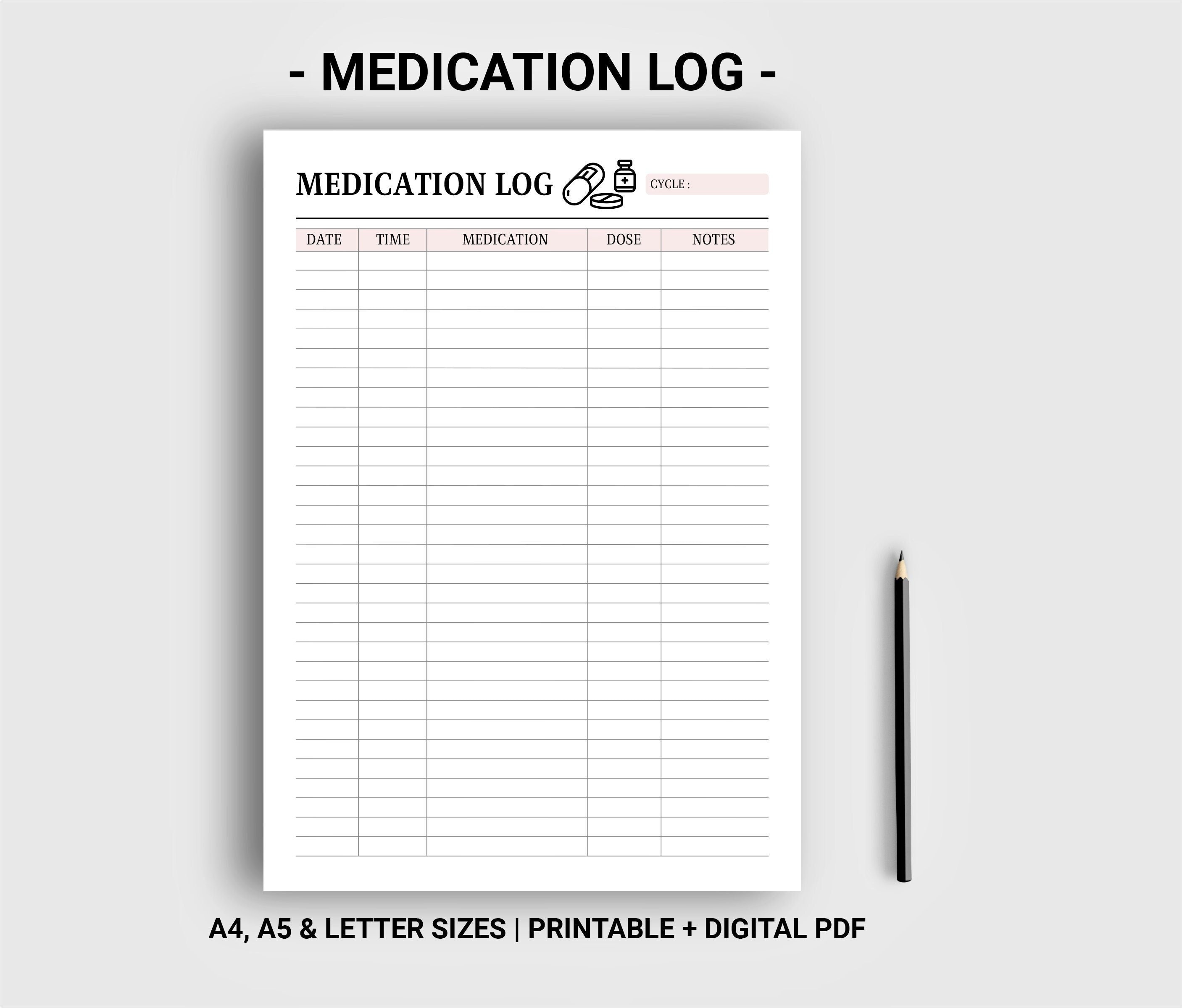 Medication Log Monthly Medication Tracker Printable Digital Medication ...
