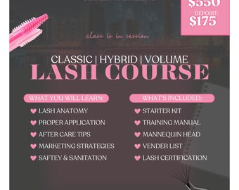 Modelo de Flyer para Curso de Extensão de Cílios, Postagem para Instagram (Download Digital)