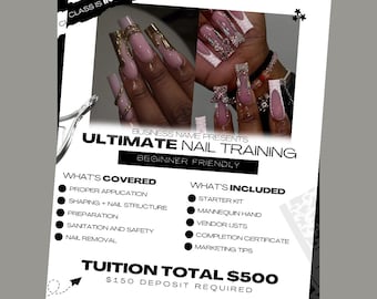 Editable Nail Class Flyer: Instagram Post Template (Digital Download)