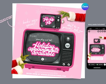 Holiday Appointments are Available, December Books Open Flyer, Canva Template, Lash Nail Tech Flyer, Hairstylist Braider Flyer, Christmas