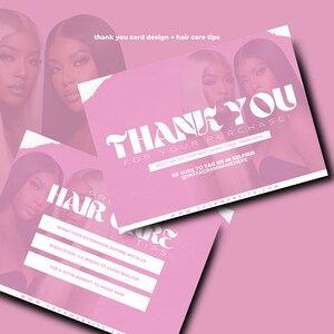 Diseño de tarjetas de agradecimiento, Tarjetas de agradecimiento para el cabello, Gracias por su compra, Consejos para el cuidado del cabello, Cuidado adecuado del cabello, Tarjetas de agradecimiento para pelucas