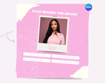 Face Behind the Brand Post, Editable Meet the CEO, Digital Template, Social Media Post, Instagram Post and Story