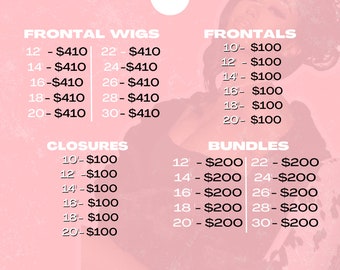 Modelo de lista de preços de cabelo, flyer editável para redes sociais (Canva)