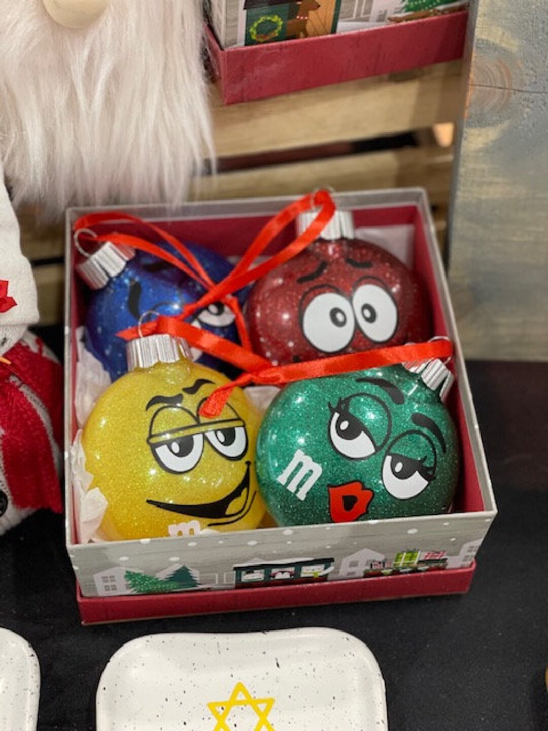 M&M Christmas Ornaments 3 Disc's 4 Pack /plastic - Etsy