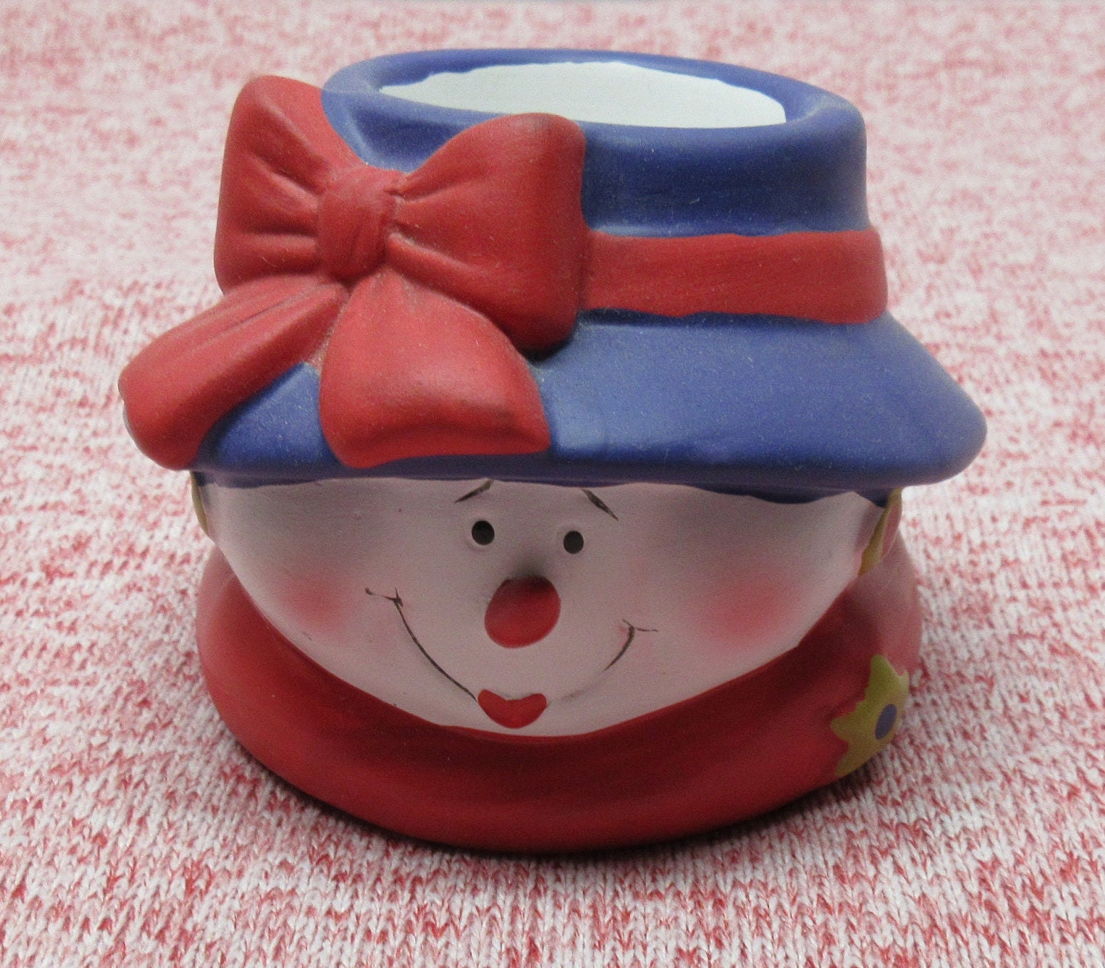Purple Hat Snowman Candle Holder