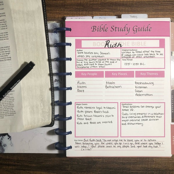 Bible Book Study Planner Inserts