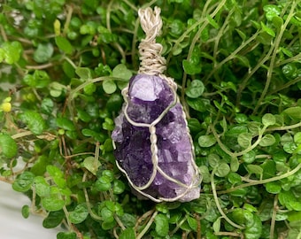 Wire-Wrapped Amethyst Crystal Pendant