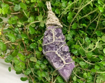 Wire-Wrapped Amethyst Crystal Pendant