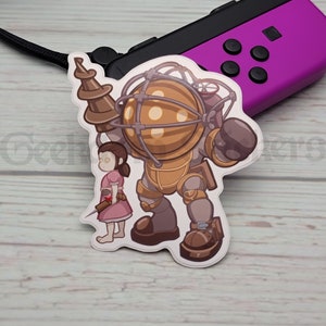 Chibi Big Daddy Videospiel Sticker, Laptop Aufkleber, Geeky Sticker, Hydro Sticker, Kawaii Geek Sticker, Kawaii Sticker, Nerd Nerdy Sticker