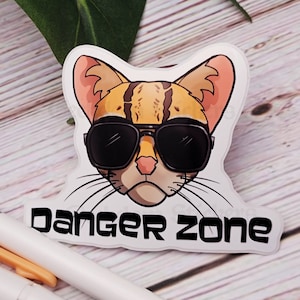 Danger Zone Cute Ocelot in Archer, Laptop Decal, Geeky Sticker, Hydro Sticker, Kawaii Geek Stickers, Kawaii Stickers, Nerd Nerdy Stickers