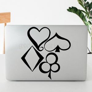 Simpatica decalcomania in vinile per carte da gioco, decalcomania per auto delle suite di carte da gioco, decalcomania regalo per giocatore di poker, decalcomania per laptop per giocatore di carte, adesivi per notebook giocatore d'azzardo