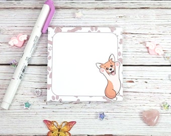 Piccolo blocco note Kawaii Corgi, simpatici cani Kawaii, arte disegnata a mano, blocchi note fatti a mano, lista di controllo Corgi, blocchi note Corgi Lovers