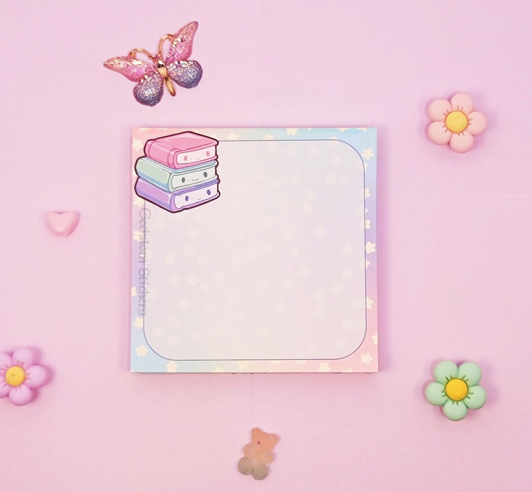Kawaii Books Notepad: Hand-drawn Reader's Stationery - Etsy