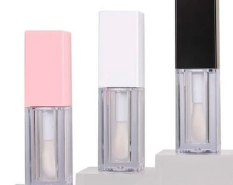 25 PCS Lipgloss Square Tubes Bottles Wide Large Applicator Pink, Black, White