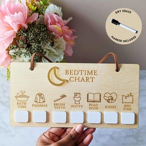 Bedtime Routine Sign | Dry Erase Sign | Night Time Routine Chart | Kids Routine Chart | Daily Routine