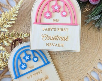 Personalized Baby's First Christmas Ornament | Wood & Acrylic Keepsake