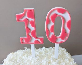 Cow Print Cake Topper | Cow Print Numbers Cake Topper | Number Cake Topper | Layered Cake Topper | Birthday Cake Topper | Farm Theme Party