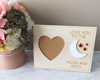 Love You To The Moon and Back Frame | Wood Picture Frame | Love You Picture Frame | Picture Frame | Wood Frame