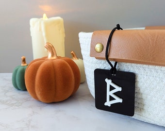 Personalized Halloween Basket Tag | Black Acrylic Initial Treat Bag