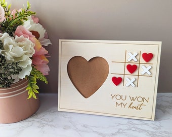 You Won My Heart Picture Frame | Valentine Frame | Wood Picture Frame | Heart Picture Frame | Tic Tac Toe Frame