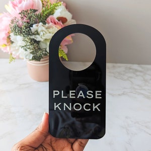 Please Knock Door Hanger | Acrylic Door Hanger | Do Not Disturb Sign | Door Knob Sign