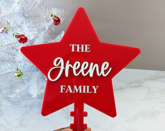 Custom Tree Topper | Acrylic Tree Topper | Family Tree Topper | Christmas Tree Star | Star Tree Topper | Christmas Tree Topper