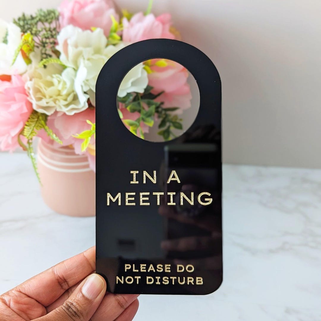 In A Meeting Door Hanger | Personalized | DND Tag | Do Not Disturb Sign ...
