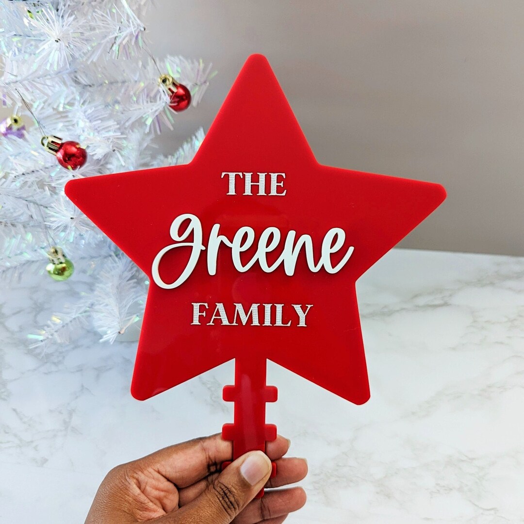 Custom Tree Topper Acrylic Tree Topper Family Tree Topper Christmas Tree Star Star Tree Topper
