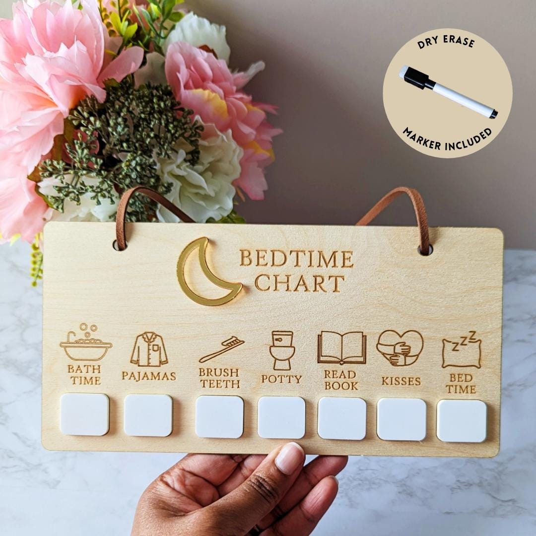 Bedtime Routine Sign | Dry Erase Sign | Night Time Routine Chart | Kids Routine Chart | Daily Routine