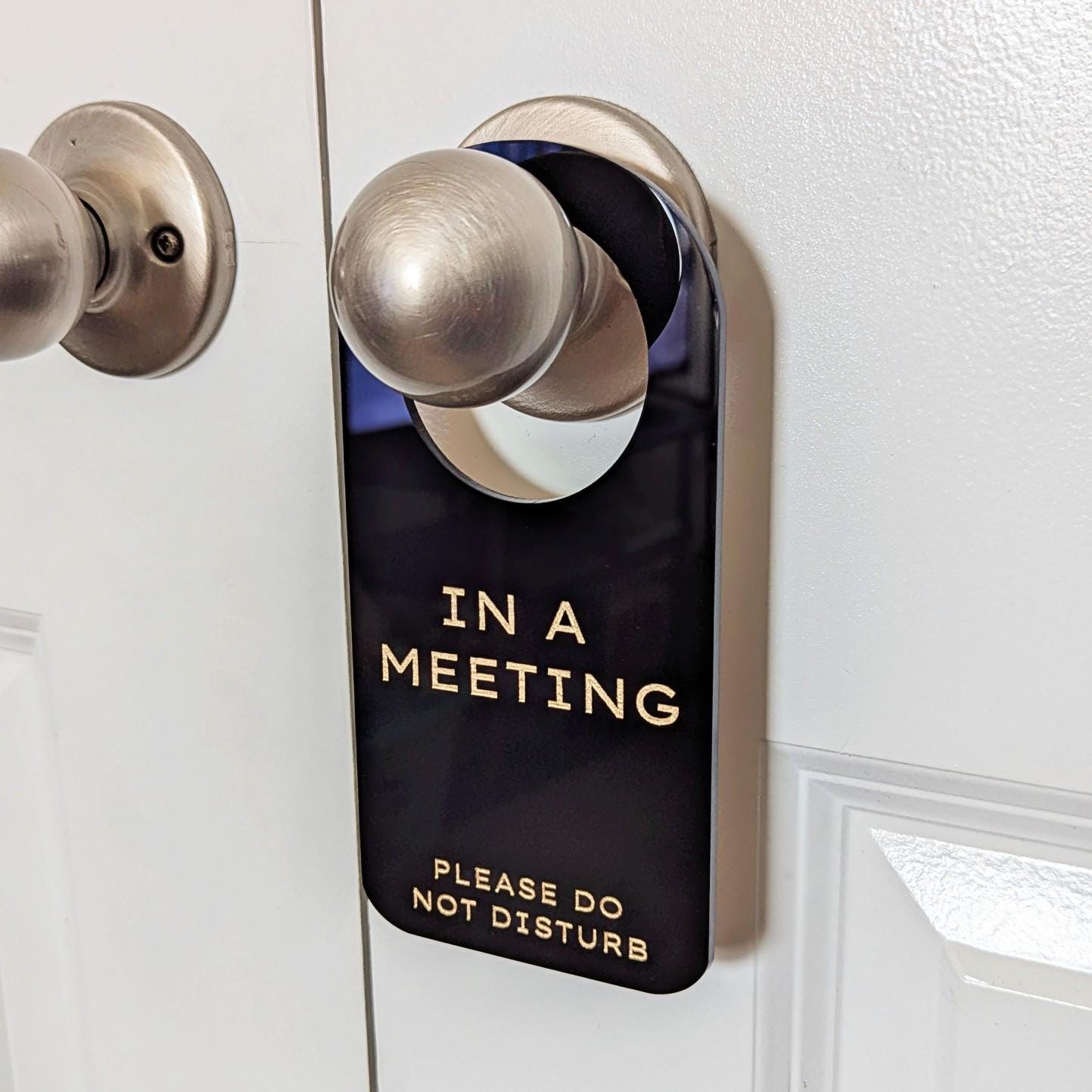 In A Meeting Door Hanger | Personalized | DND Tag | Do Not Disturb Sign ...