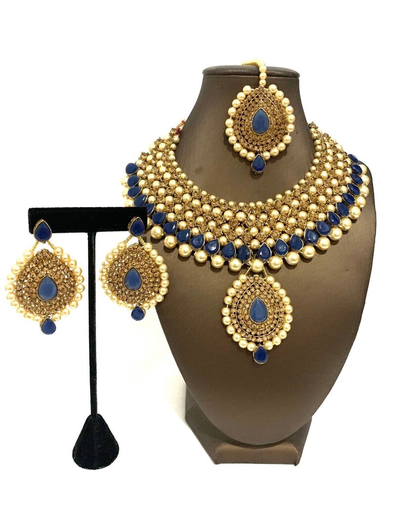 Indian Jewelry Bollywood Wedding Kundan Pearl Necklace Set 4 Etsy