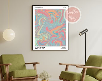 Pôster Retro Aura Gradient, Decoração Psicodélica para Casa (Download Digital)