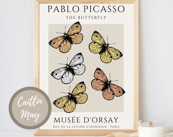 Pôster da Exposição de Borboletas de Picasso, Impressão de Arte para Museu (Download Digital)