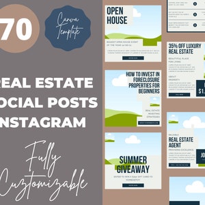 70 Real Estate Social Media Templates | Real Estate Instagram | Realtor Templates- Real Estate Marketing